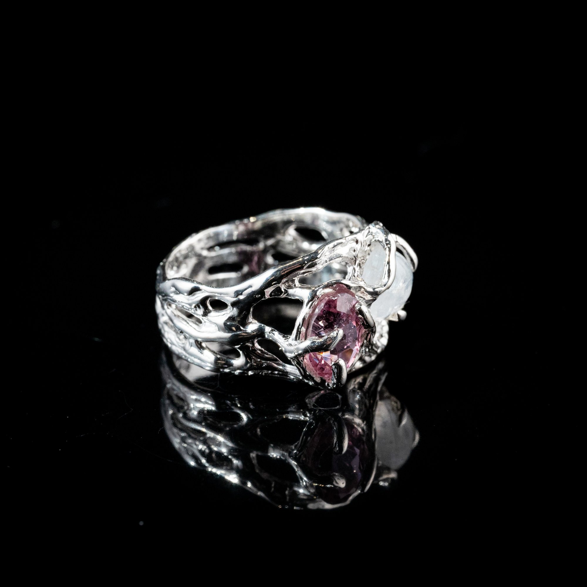 Каблучка з турмаліном та місячним камінням - зображення 3