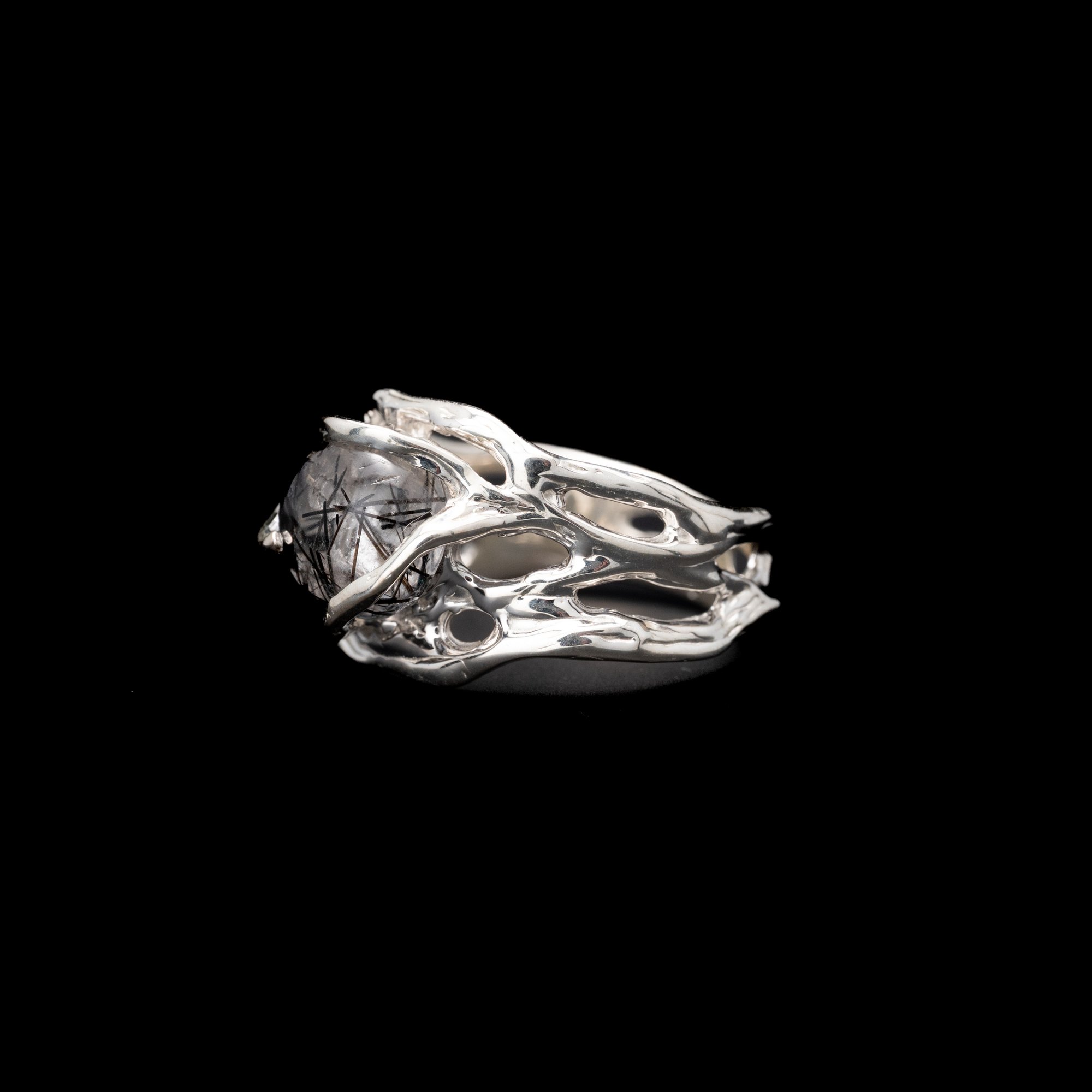 Каблучка з кварцом з включенням шерлу - зображення 3