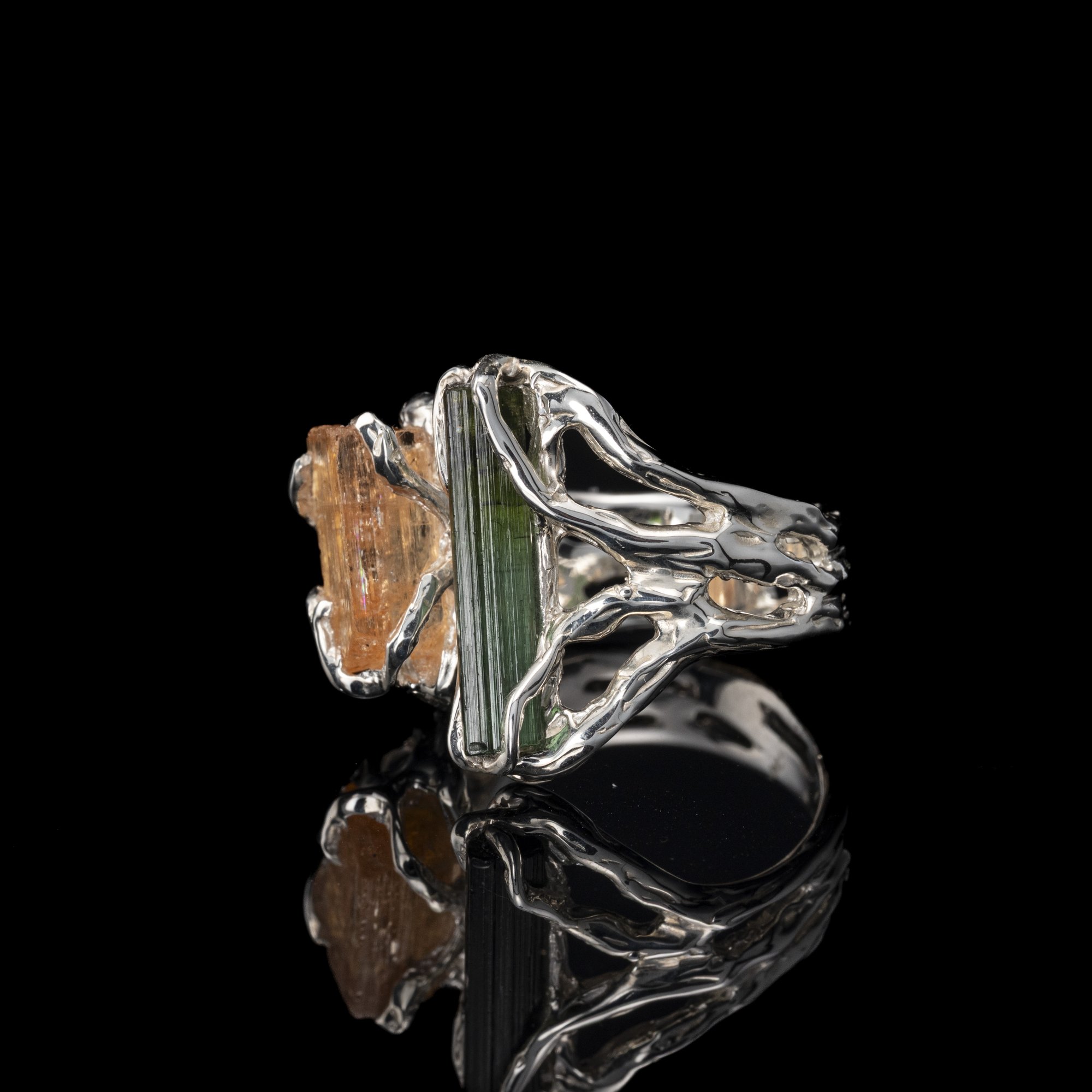 Каблучка з топазом імперіалом та турмаліном - зображення 2