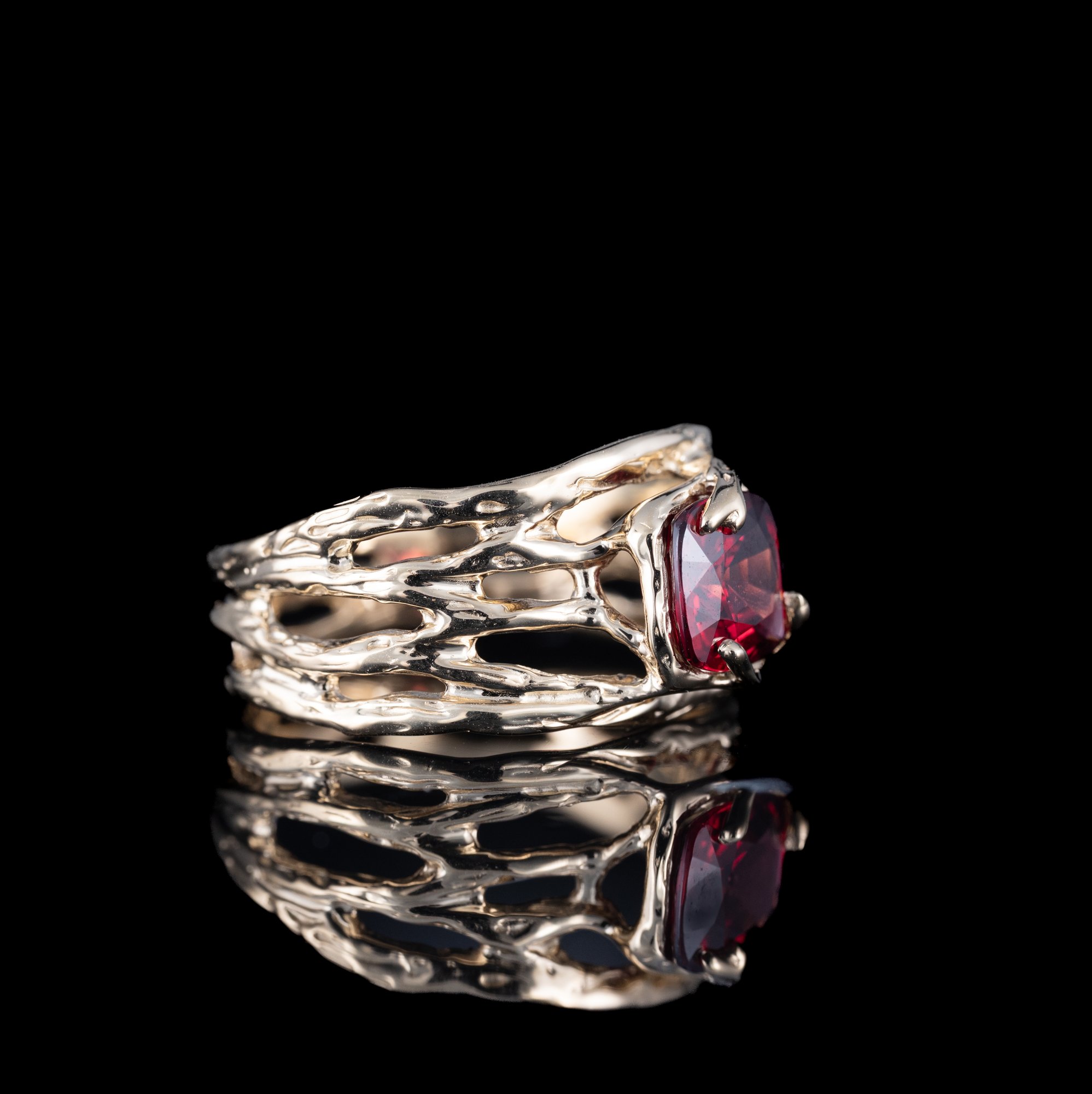 Золота каблучка з родолітом - зображення 3