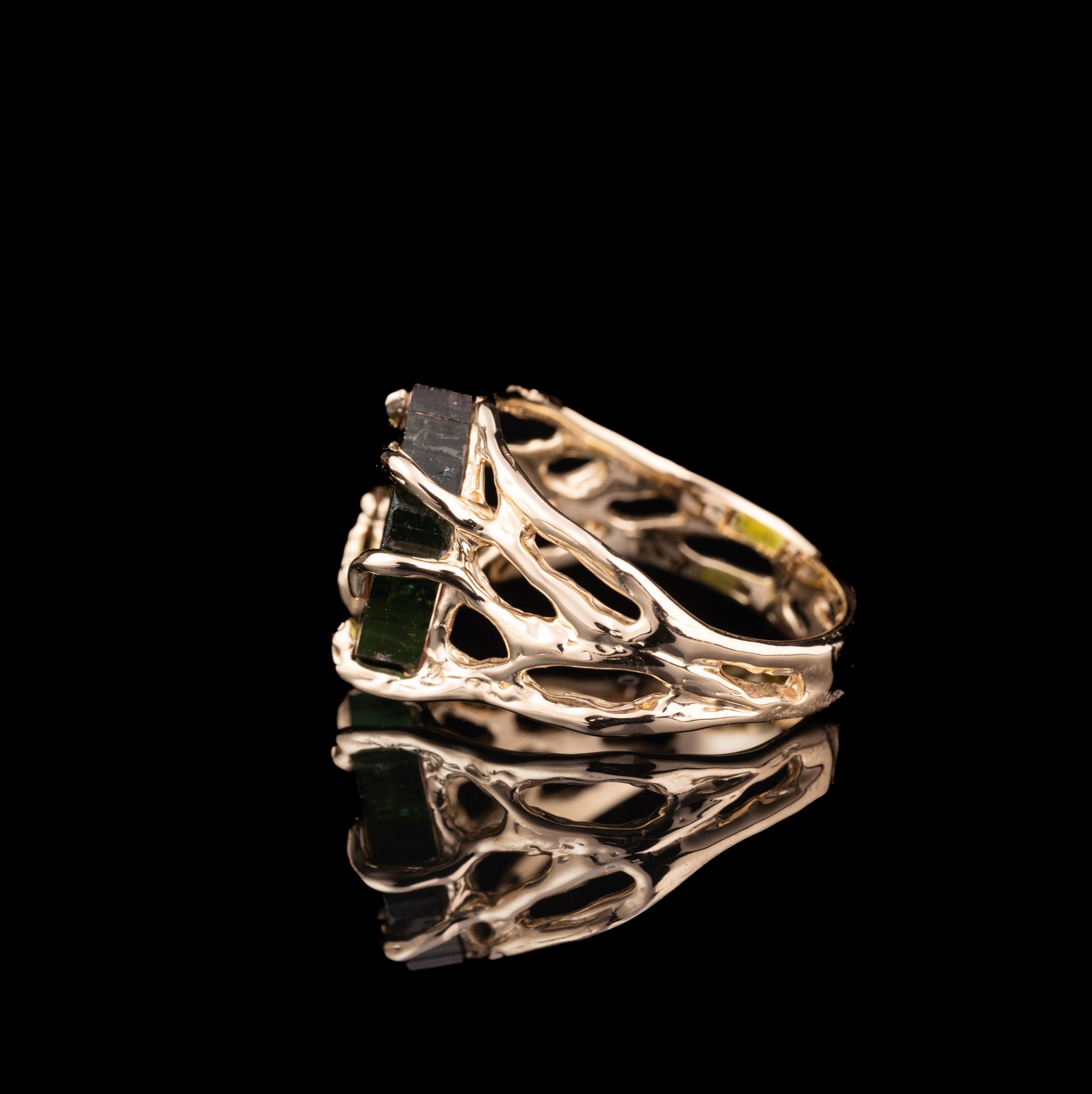 Каблучка з жовтого золота з кавуновим турмаліном - зображення 8