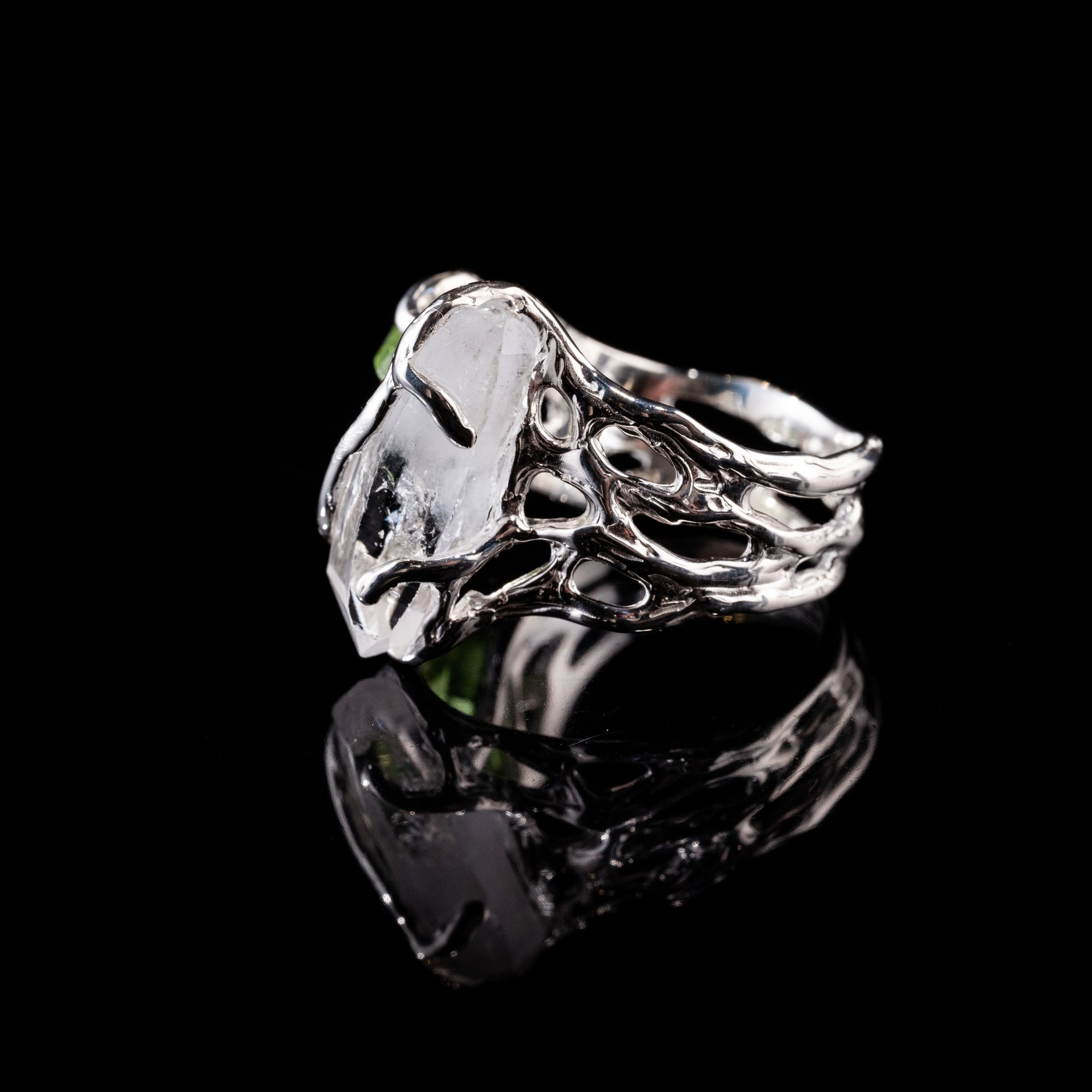 Каблучка з хризолітом та кварцом - зображення 2