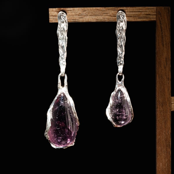Сережки з фіолетовими турмалінами