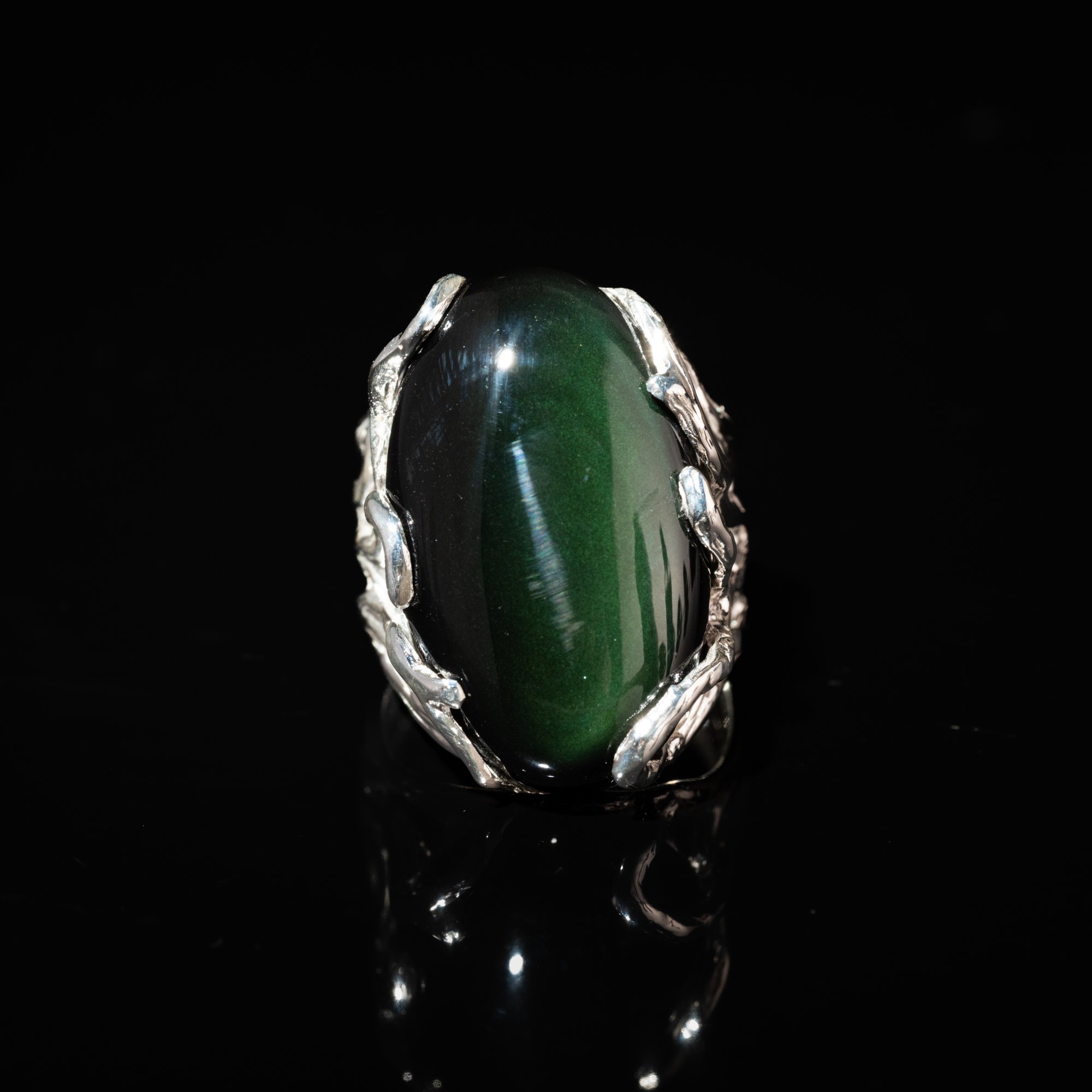 Каблучка з обсидіаном