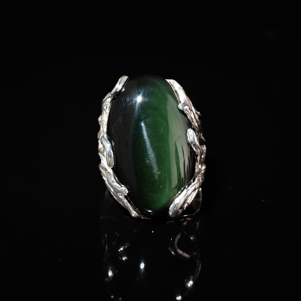 Каблучка з обсидіаном