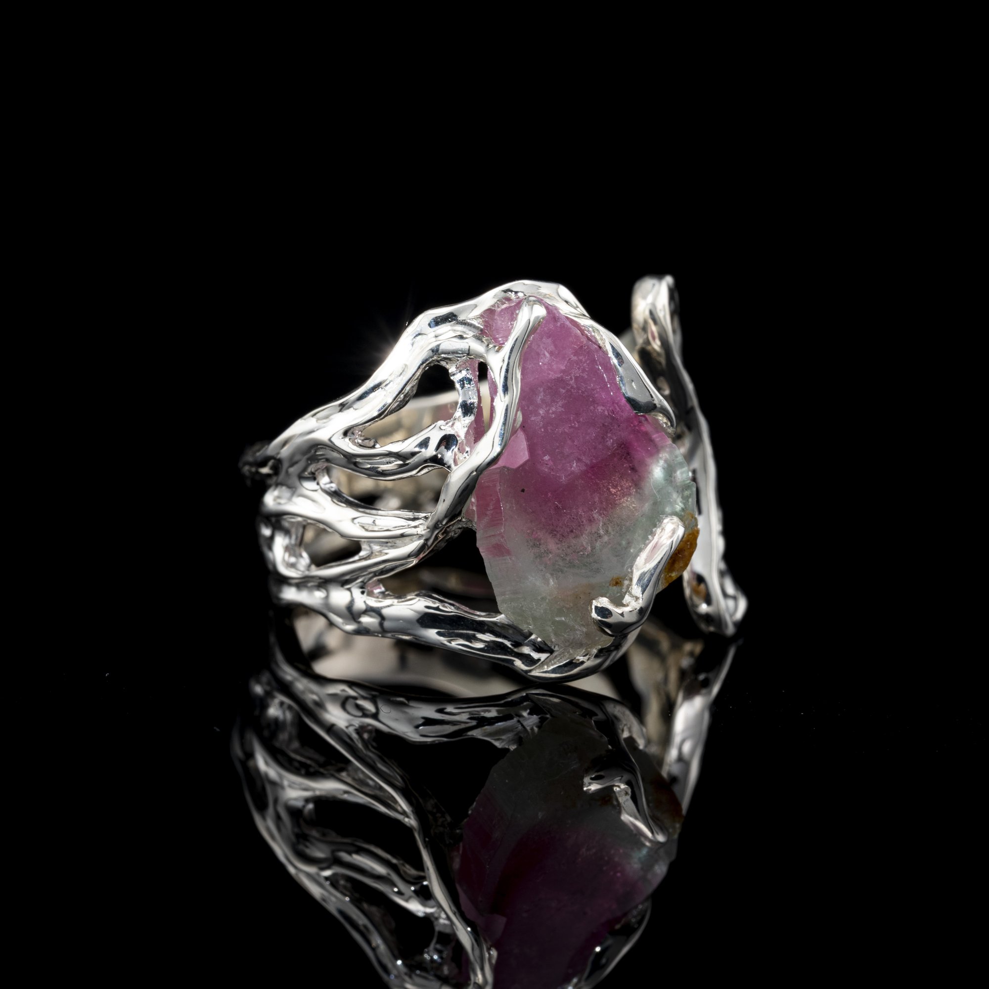 Каблучка з кавуновим турмаліном - зображення 2