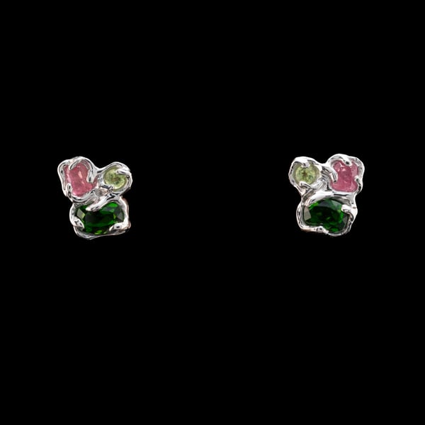 Earrings with Chrome Diopsides, Tourmalines and Peridots