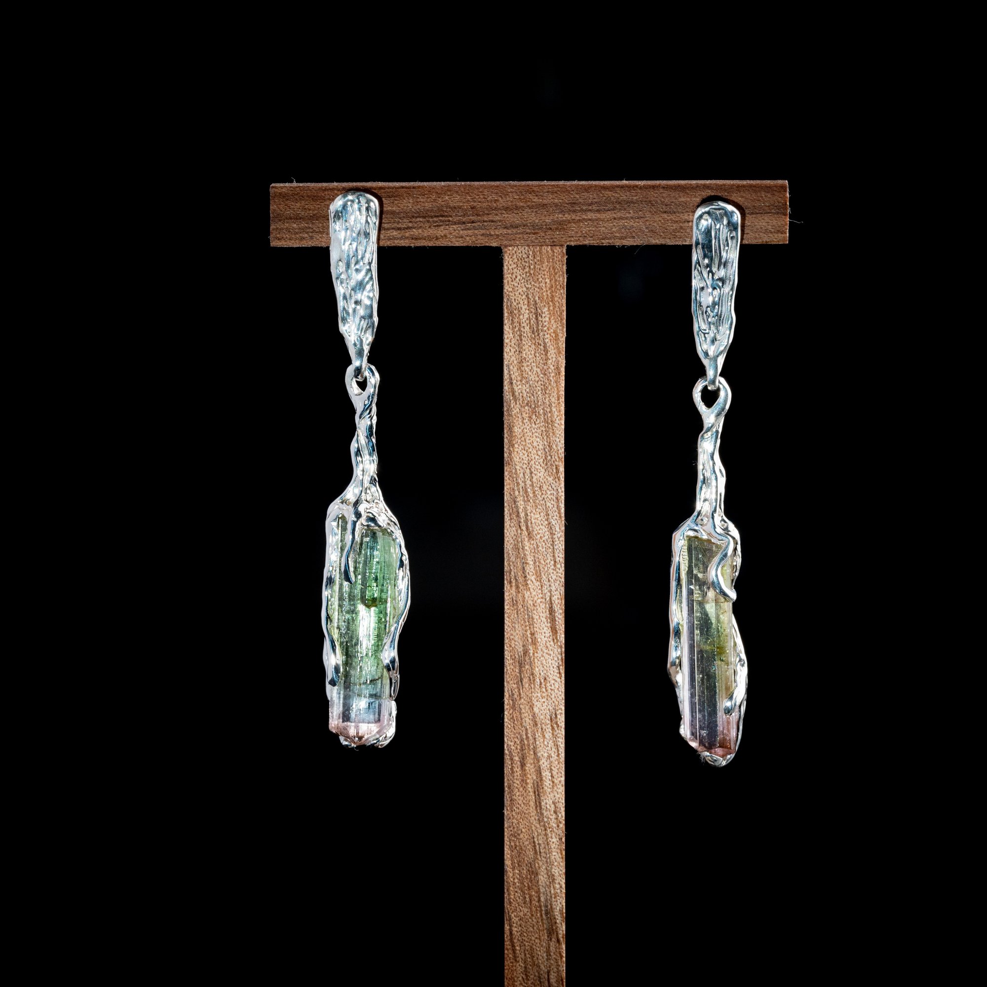 Сережки з поліхромними турмалінами