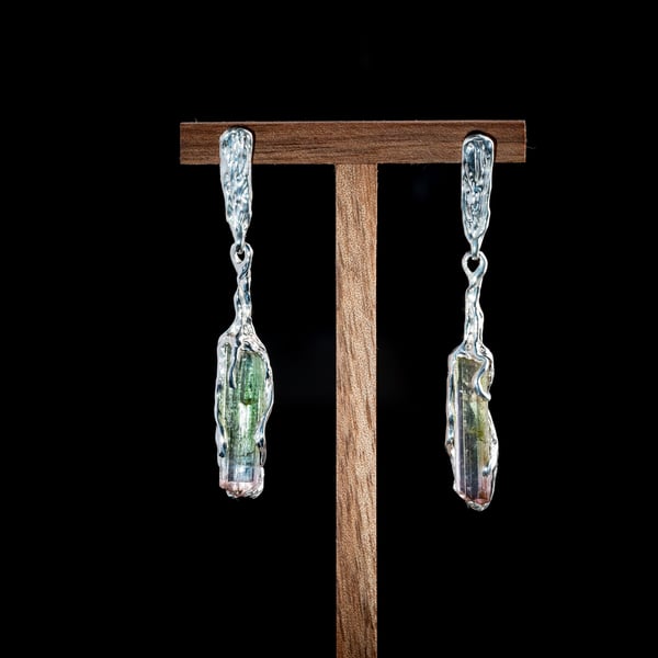 Сережки з поліхромними турмалінами