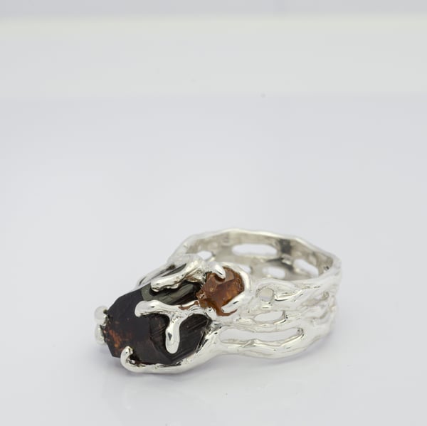 Каблучка з турмаліном "Дравіт" та спесартином