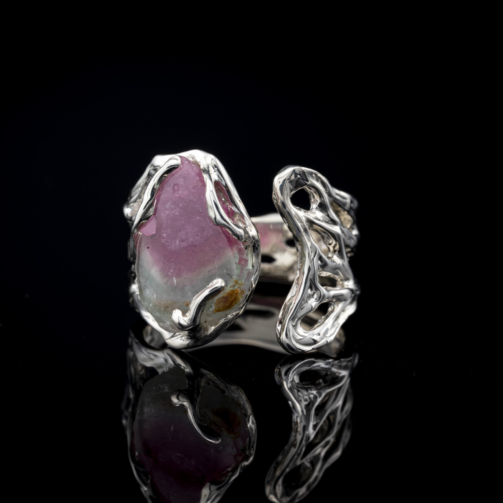 Каблучка з кавуновим турмаліном - зображення 3