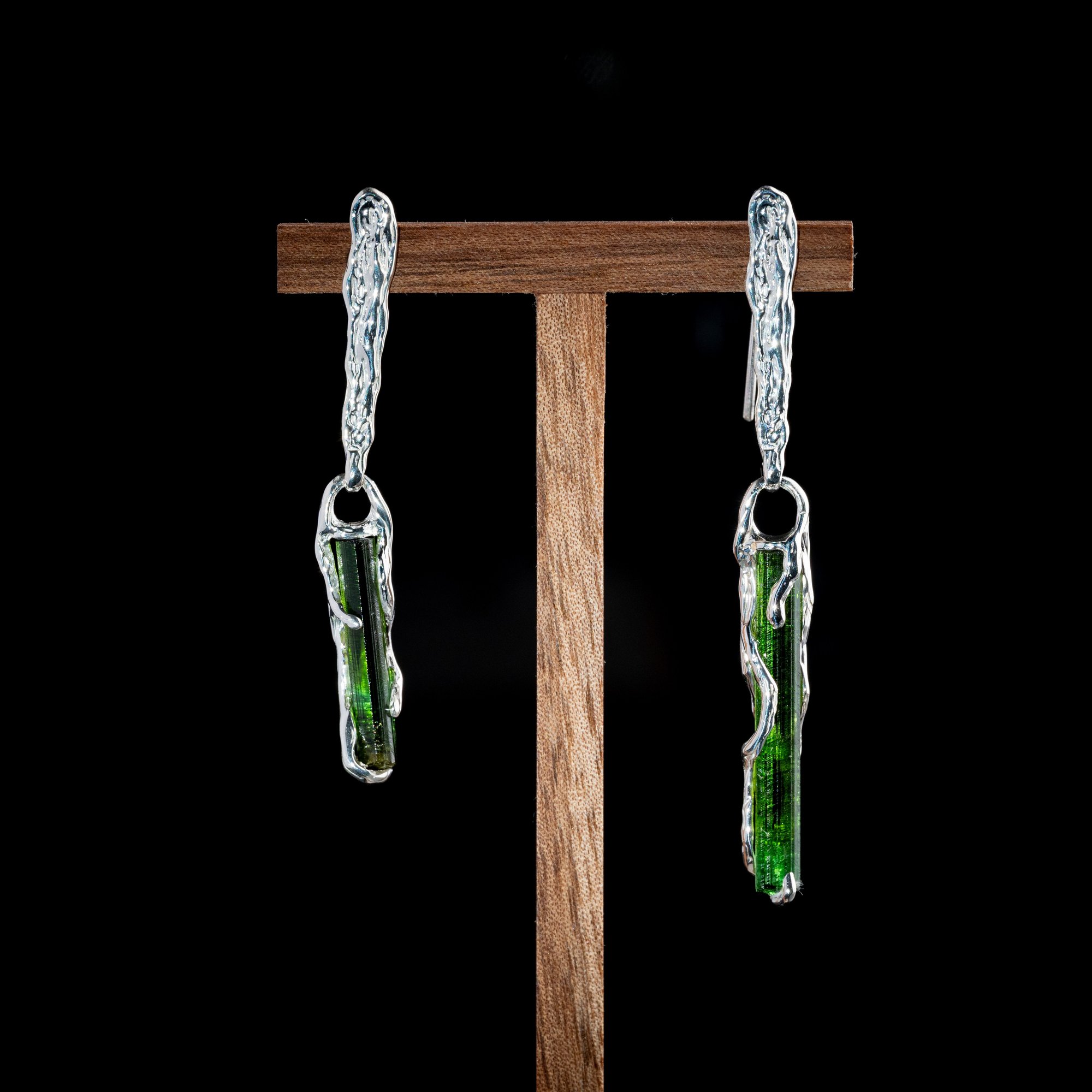 Сережки з турмалінами верделітами