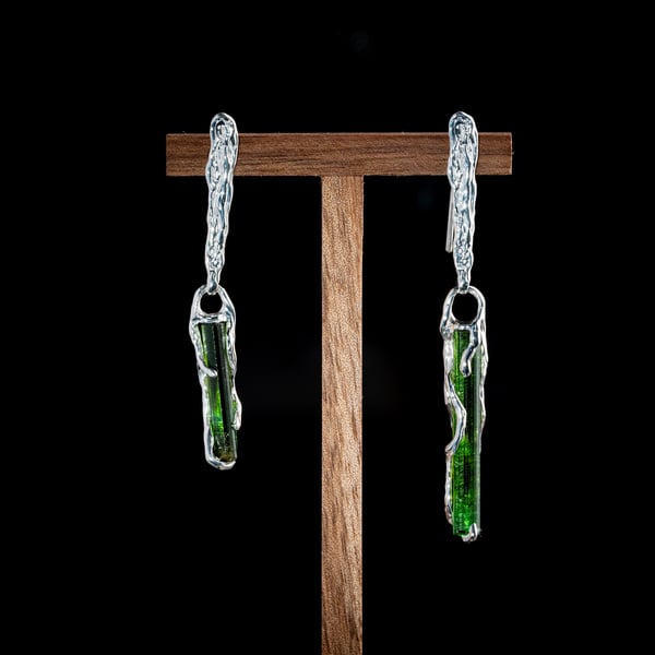 Сережки з турмалінами верделітами