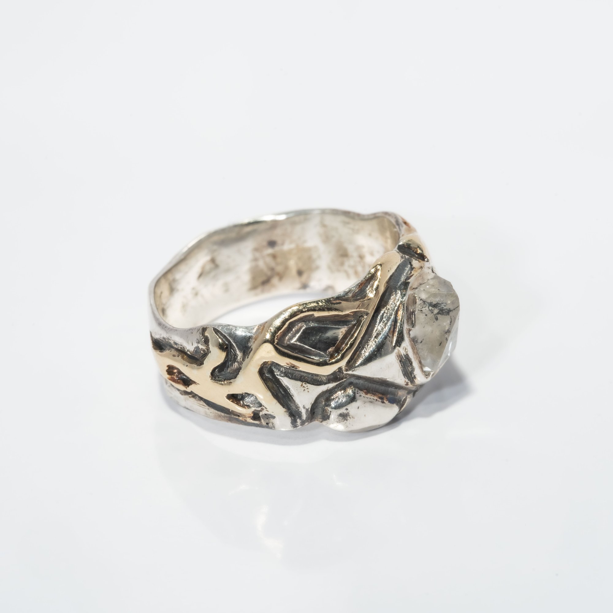 Каблучка з кварцом (Херкімер) та золотом - зображення 3