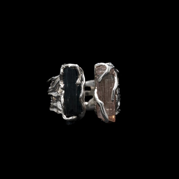 Каблучка з індиголітом та рубелітом