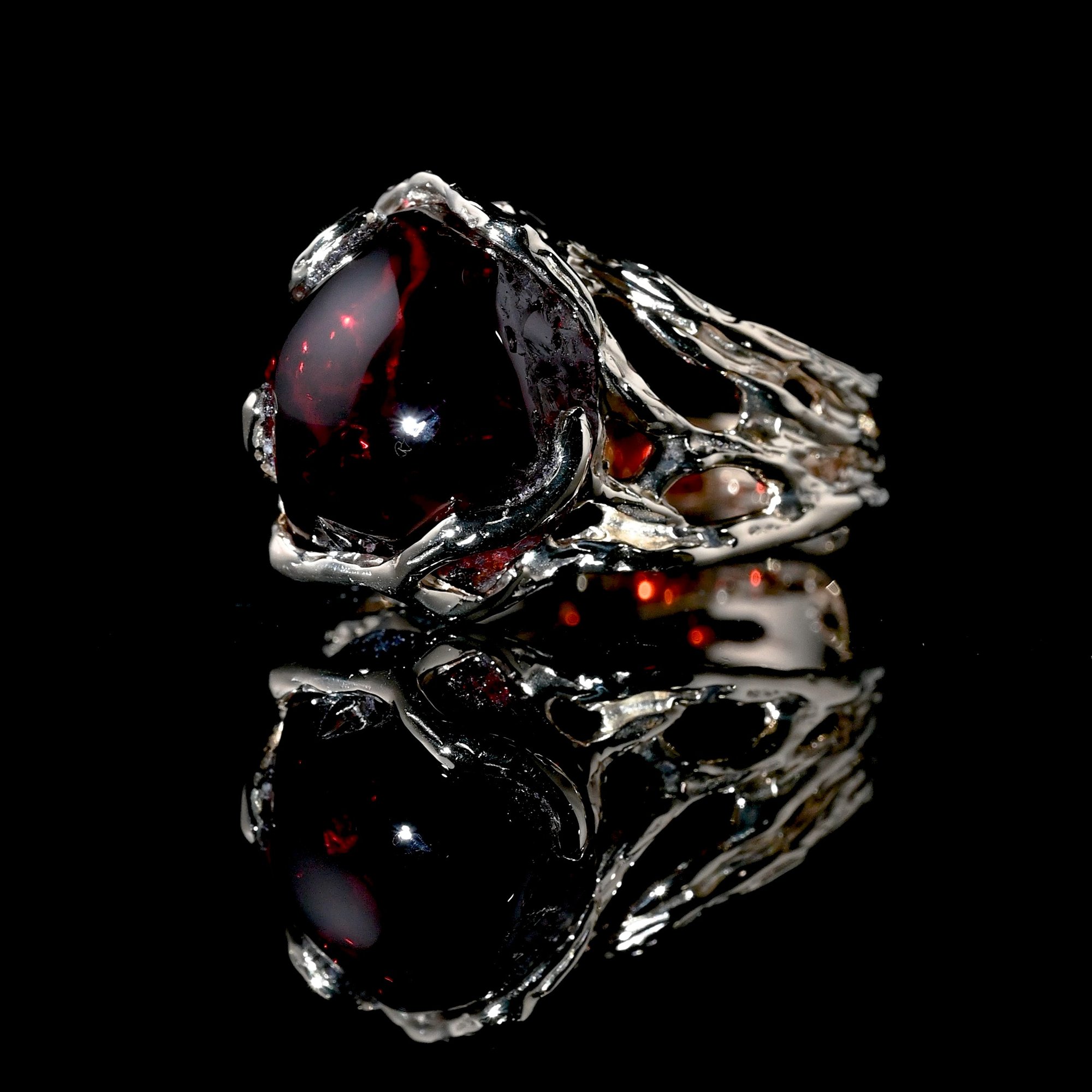 Золота каблучка з гранатом - зображення 3