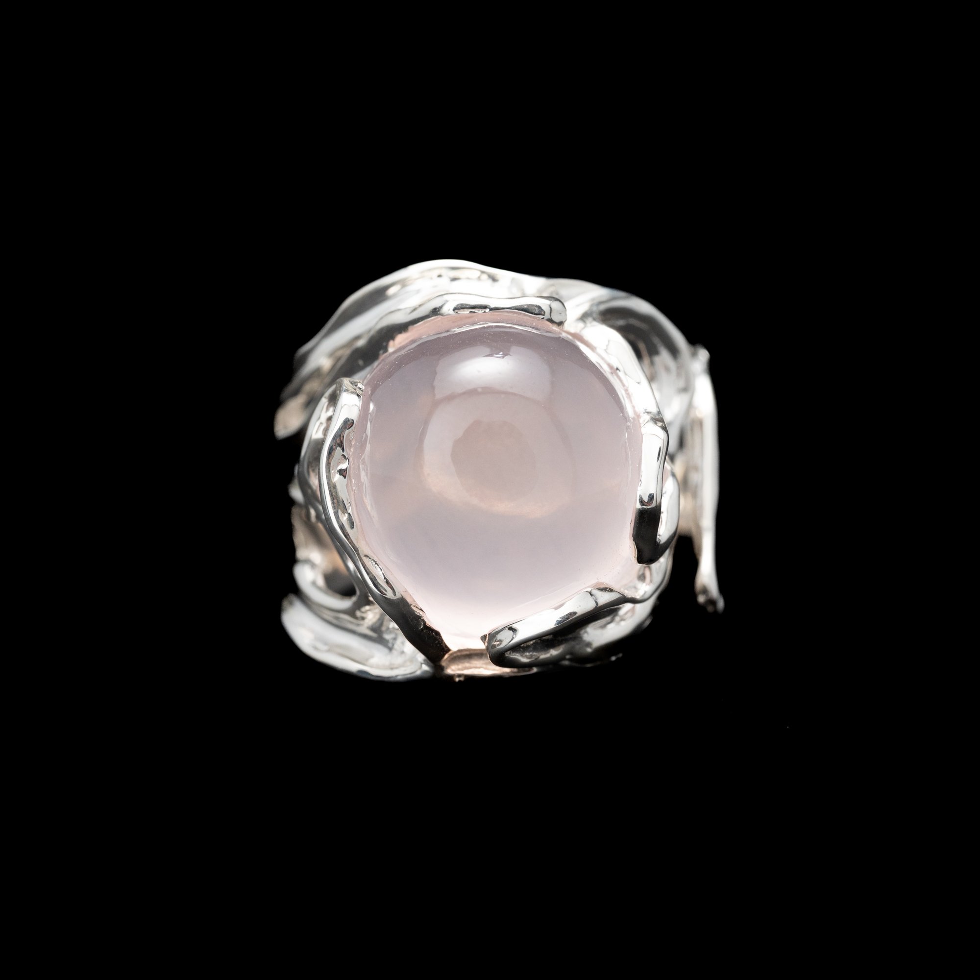 Каблучка з рожевим кварцом