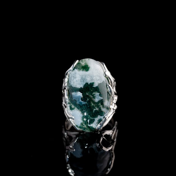 Каблучка з моховим агатом