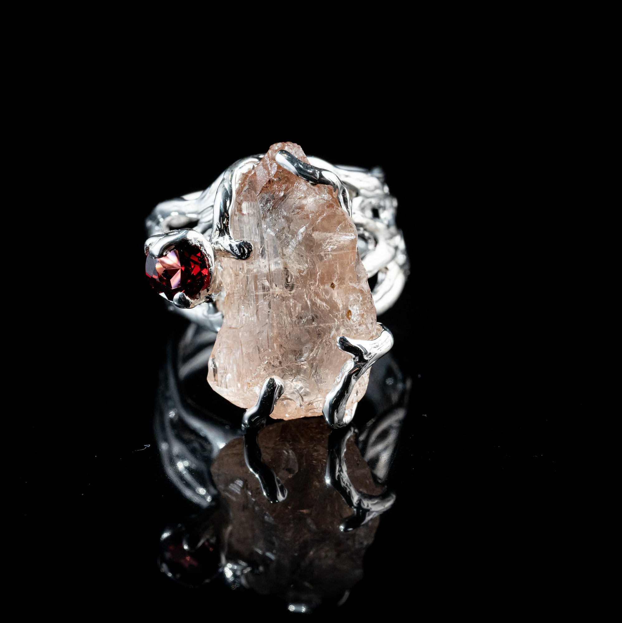 Каблучка з винним топазом та гранатом - зображення 3