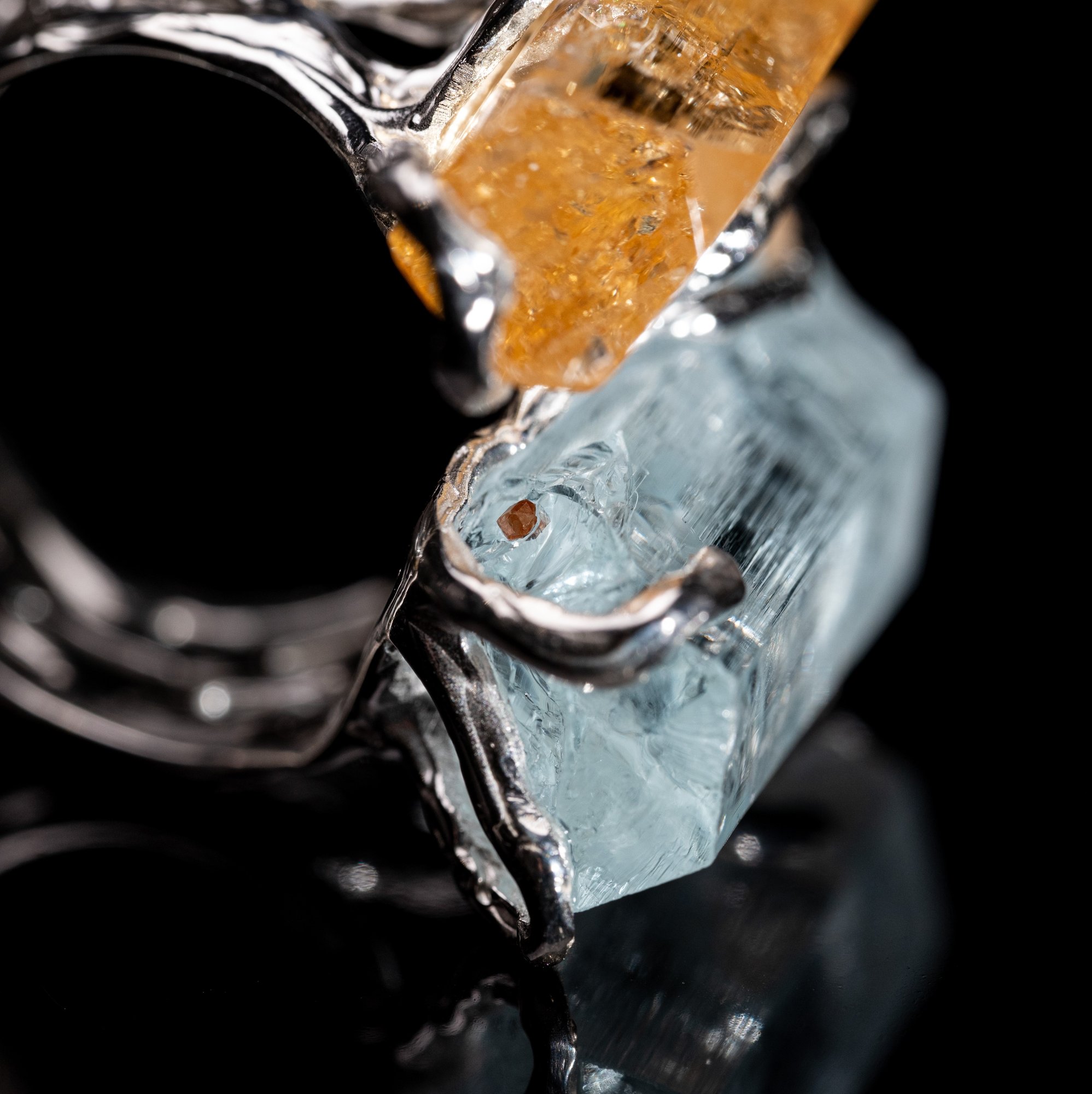 Каблучка з топазом імперіалом та аквамарином - зображення 4