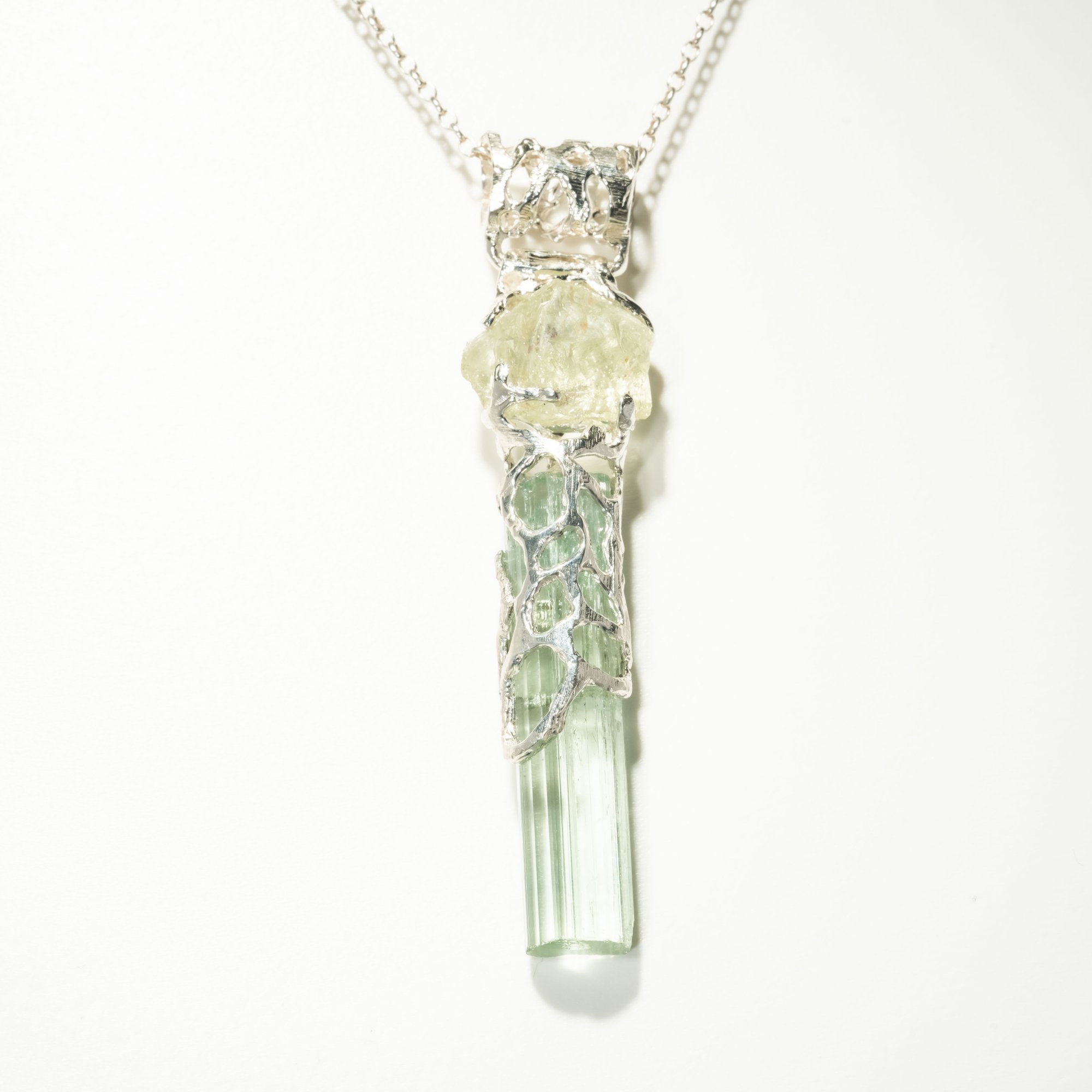 Кулон з аквамарином та геліодором