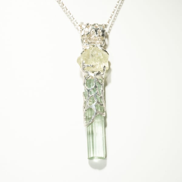 Кулон з аквамарином та геліодором