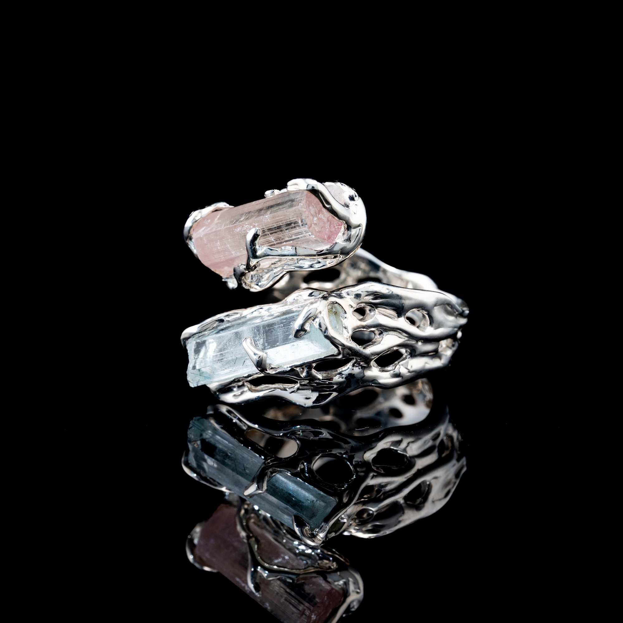 Каблучка з аквамарином та рубелітом - зображення 3