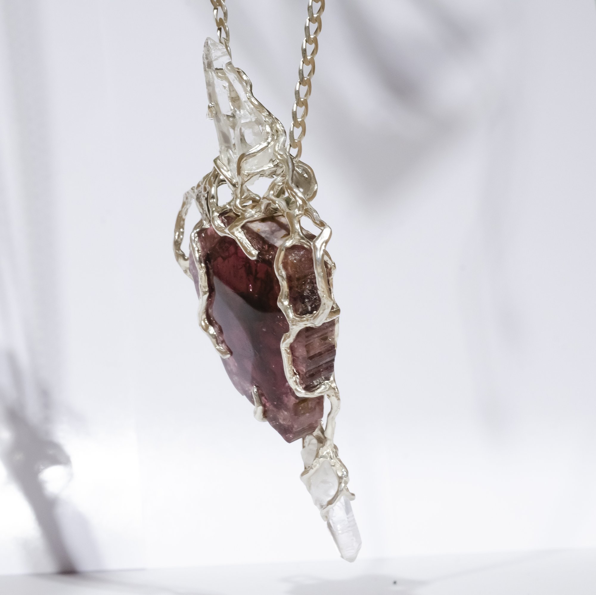 Кулон з кавуновим турмаліном та гірським кришталем - зображення 2