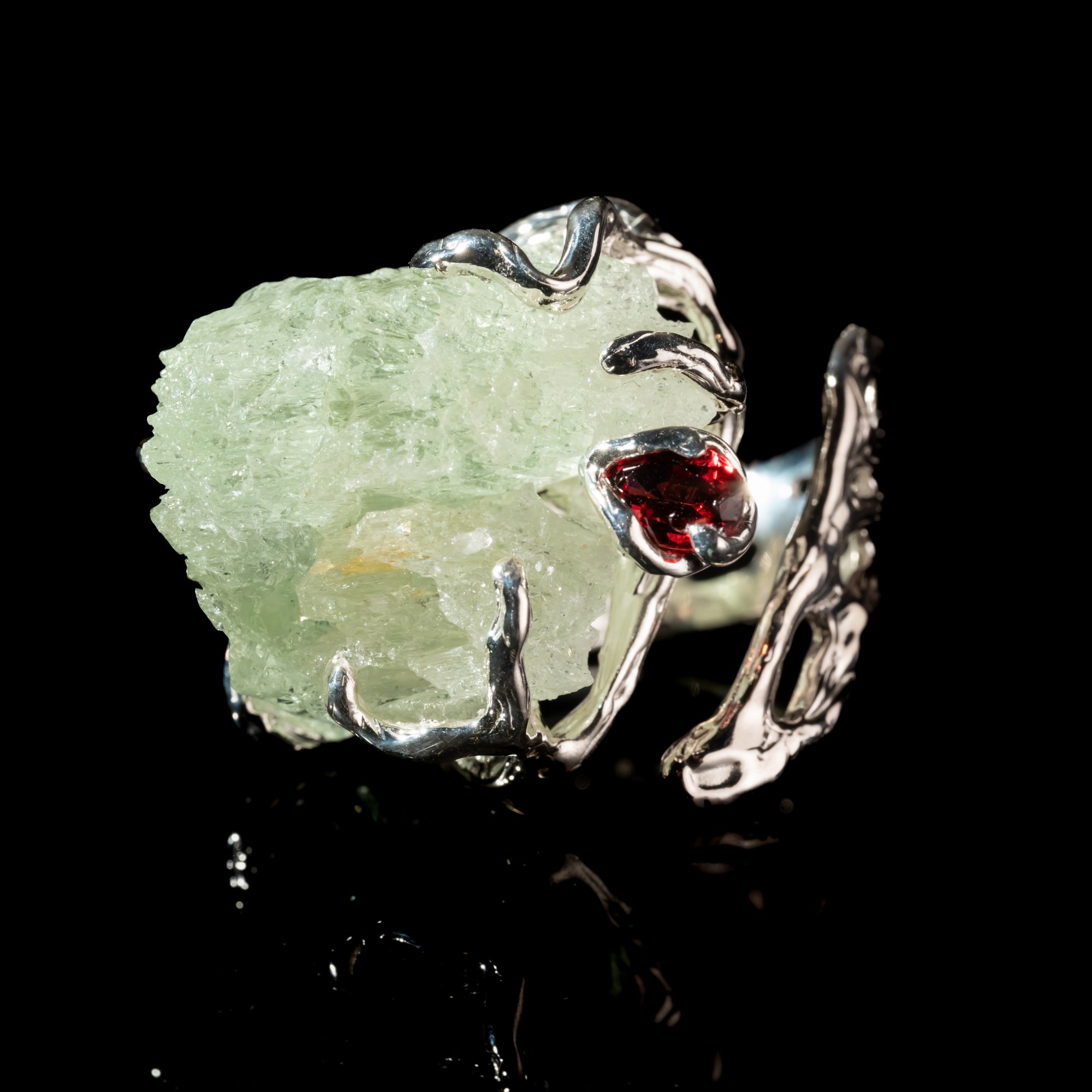 Каблучка з геліодором та гранатом - зображення 2