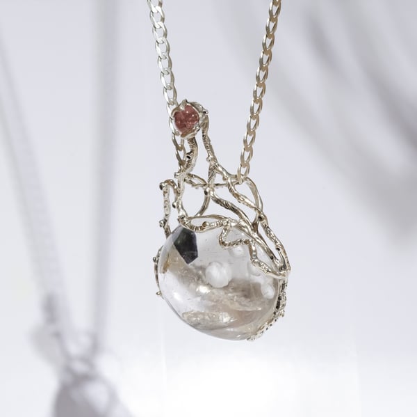 Кулон з топазом та турмаліном