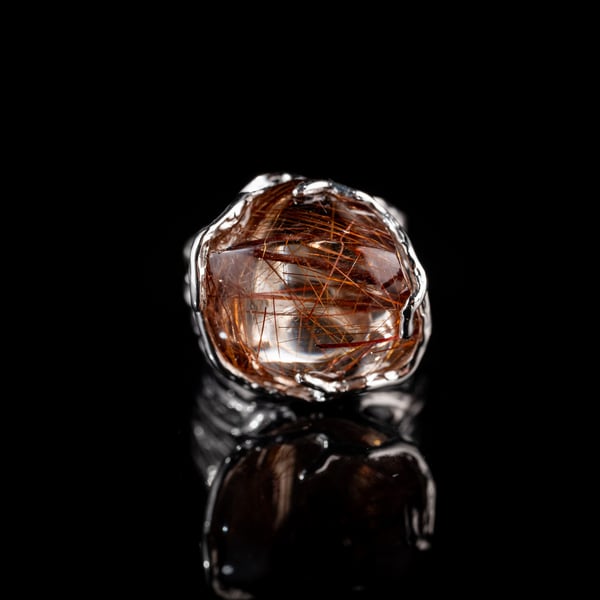 Каблучка з рутилованим кварцом