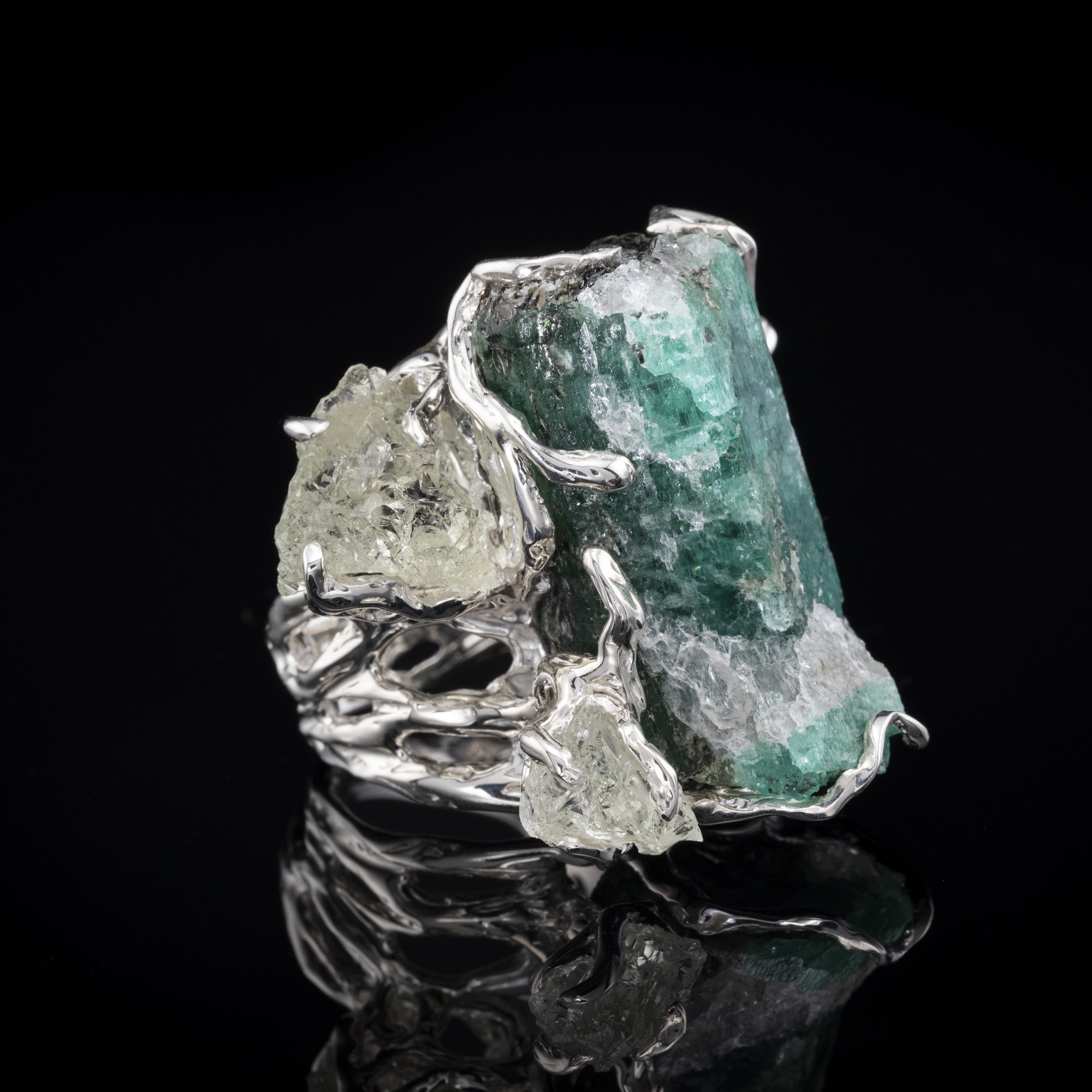 Каблучка з смарагдом та геліодорами - зображення 3