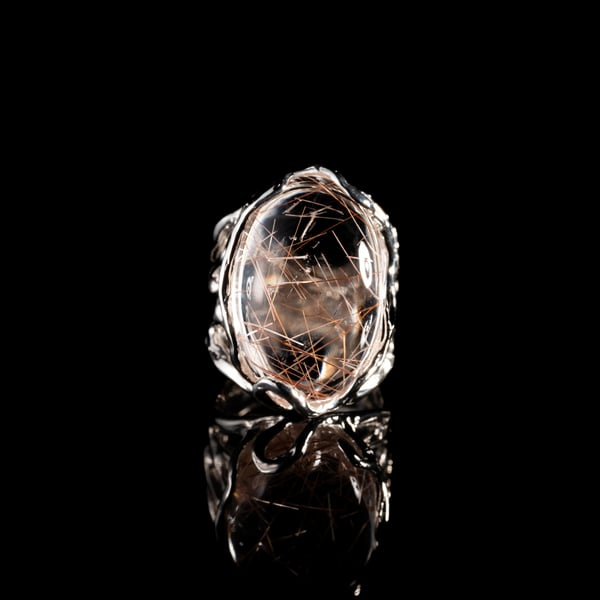 Каблучка з рутилованим кварцом