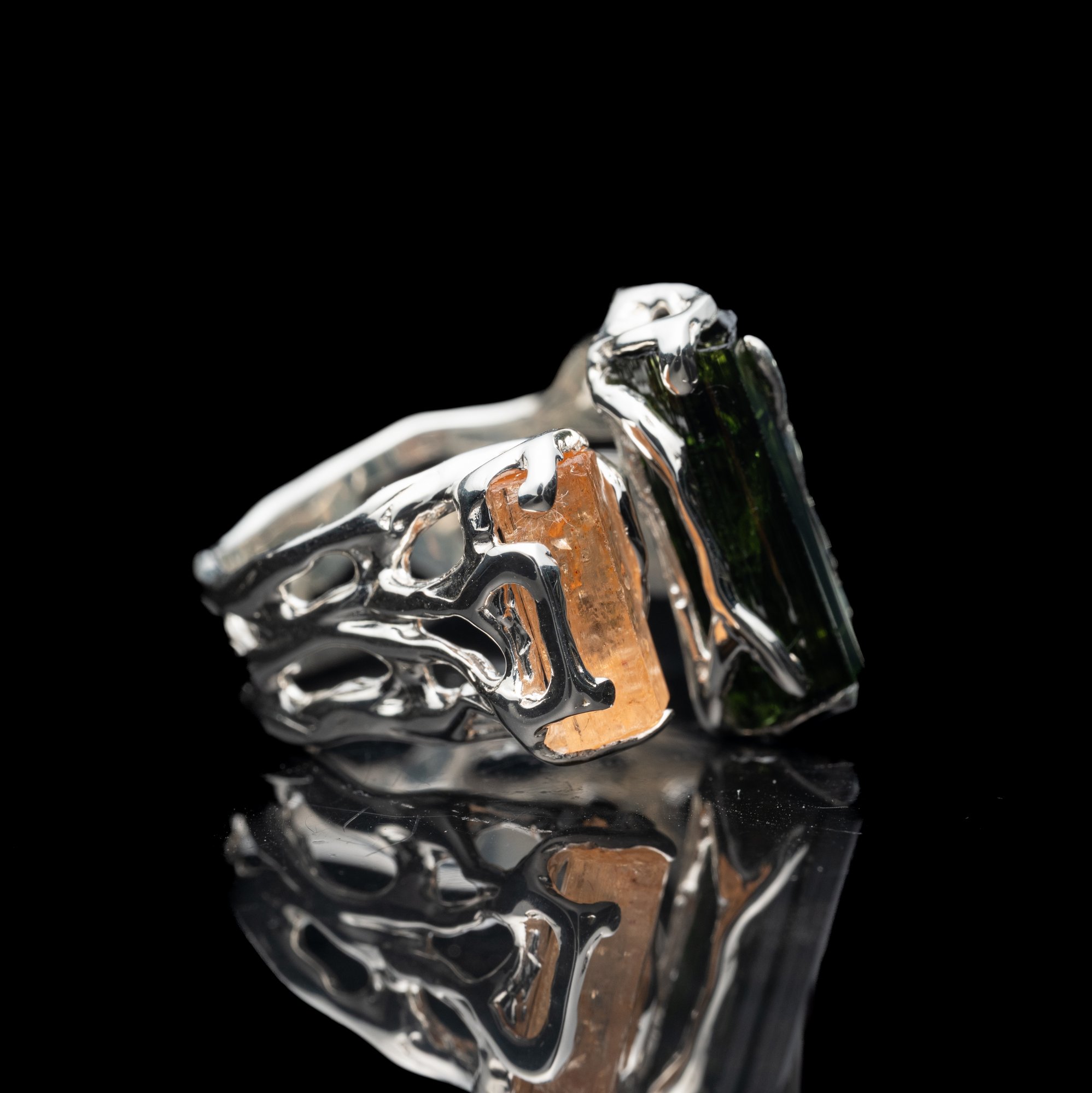 Каблучка з імперіал топазом та турмаліном - зображення 2