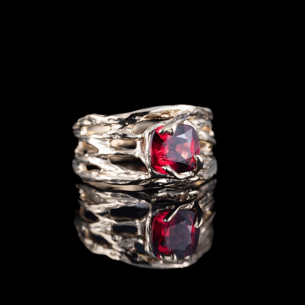 Gold Ring with Rhodolite