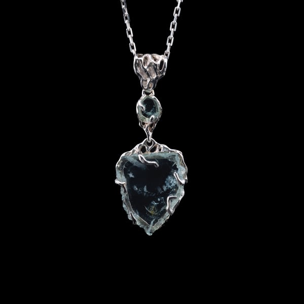 Кулон з аквамарином та турмаліном