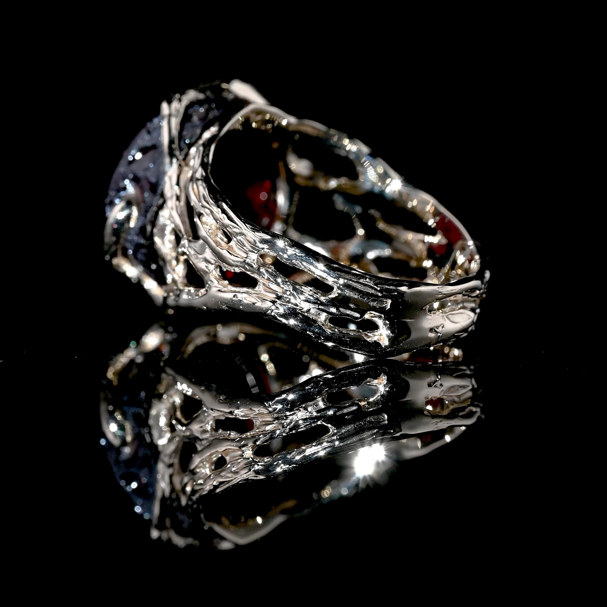 Золота каблучка з гранатом - зображення 2