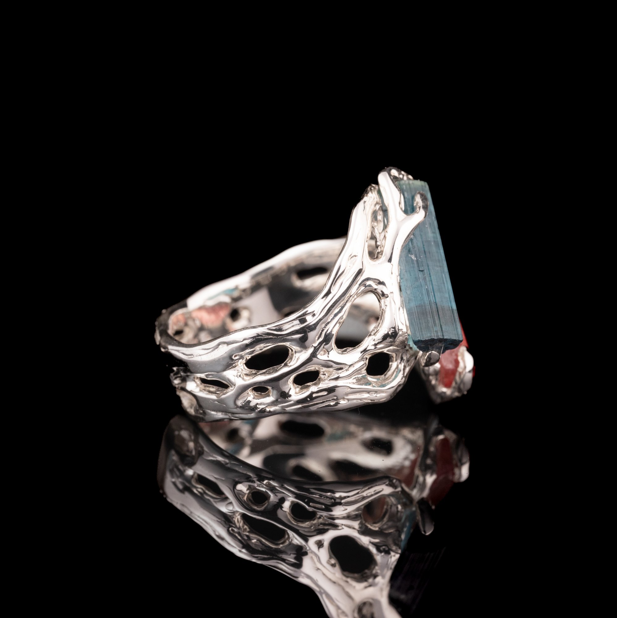 Каблучка з індиголітом та рубелітом - зображення 2