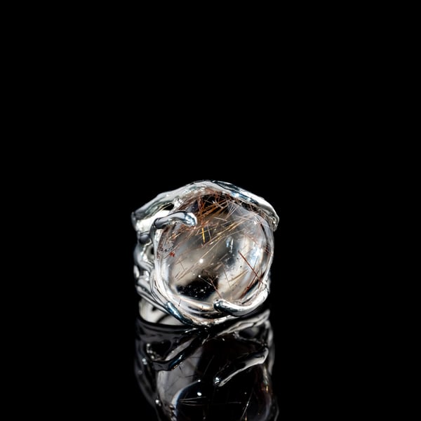 Каблучка з рутилованим кварцом