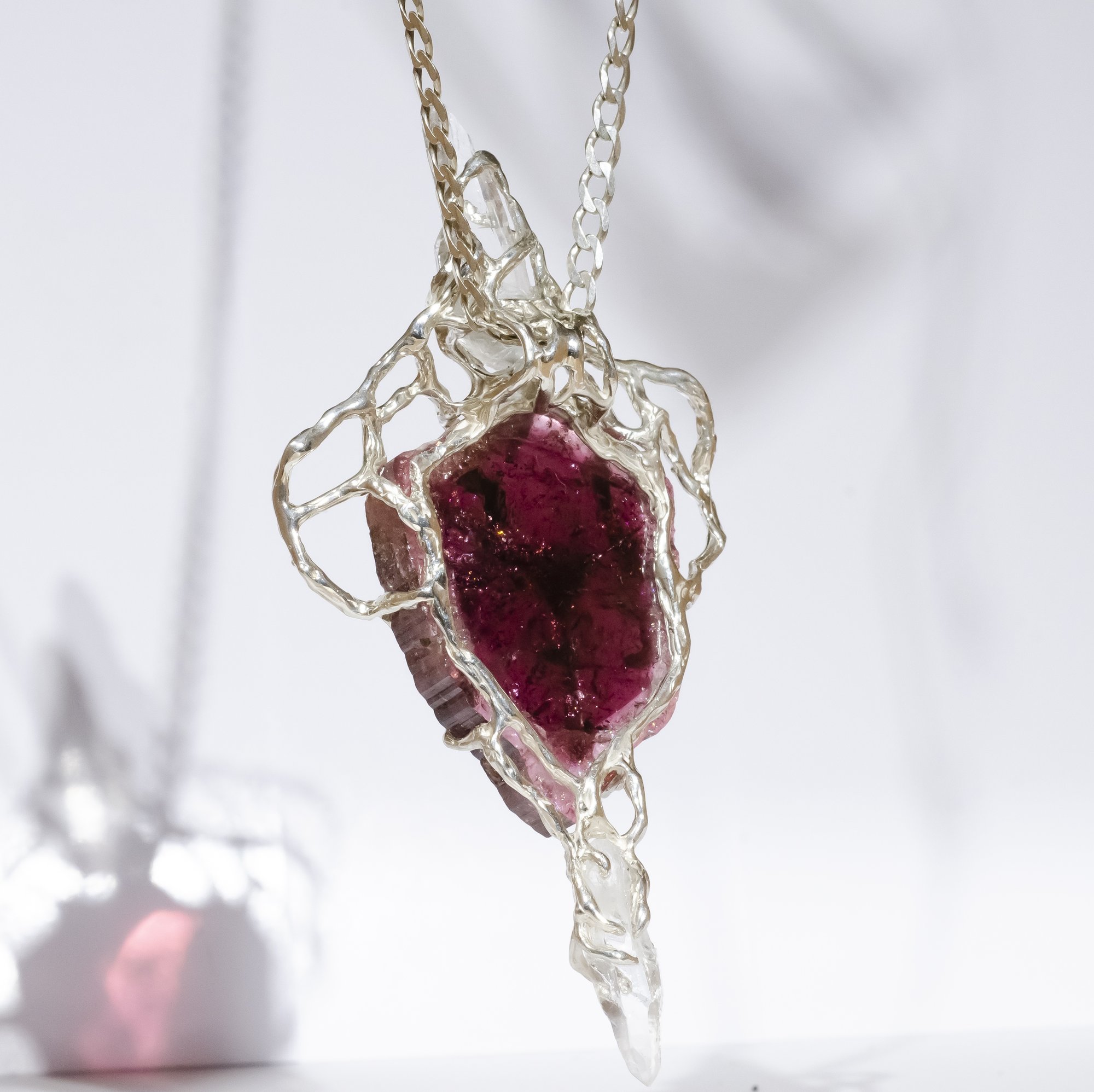 Кулон з кавуновим турмаліном та гірським кришталем - зображення 4