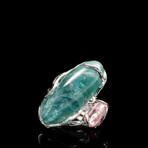 Каблучка з індиголітом та рубелітом