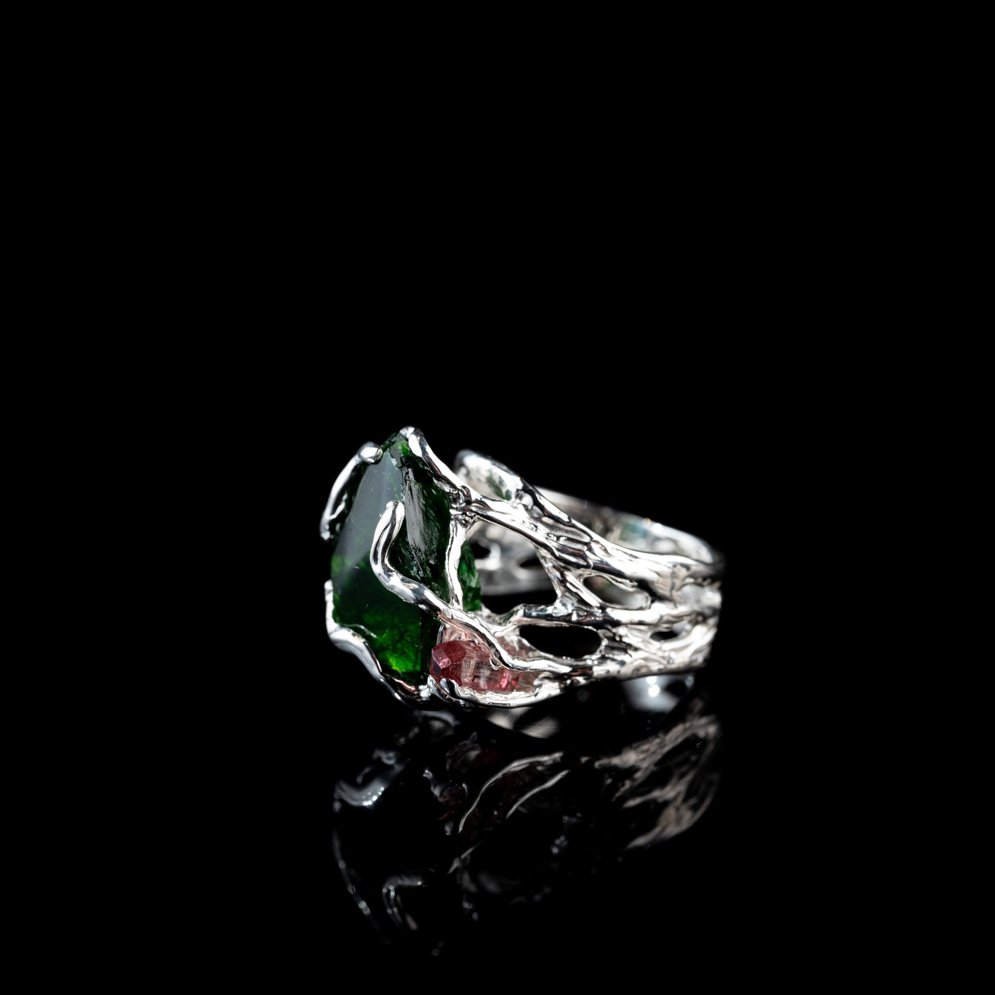 Каблучка з хромдіопсидом та турмаліном - зображення 2