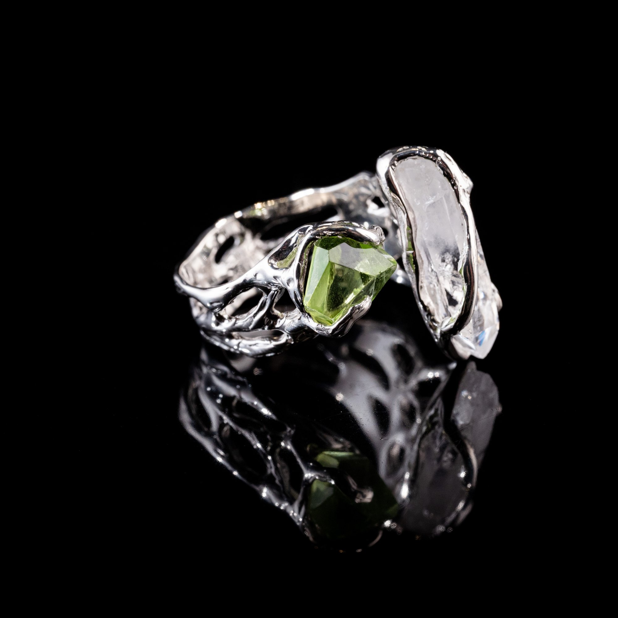 Каблучка з хризолітом та кварцом - зображення 3