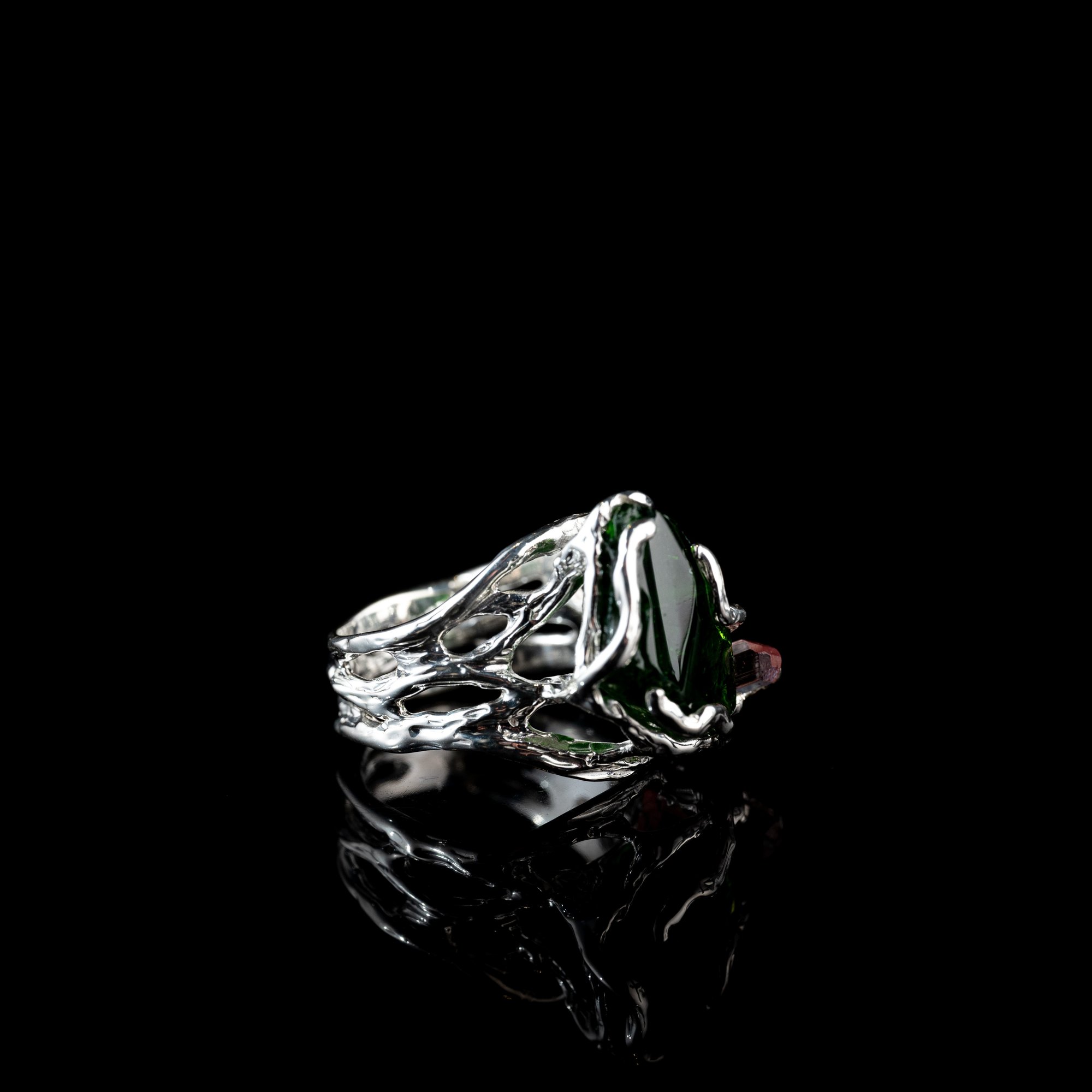Каблучка з хромдіопсидом та турмаліном - зображення 3