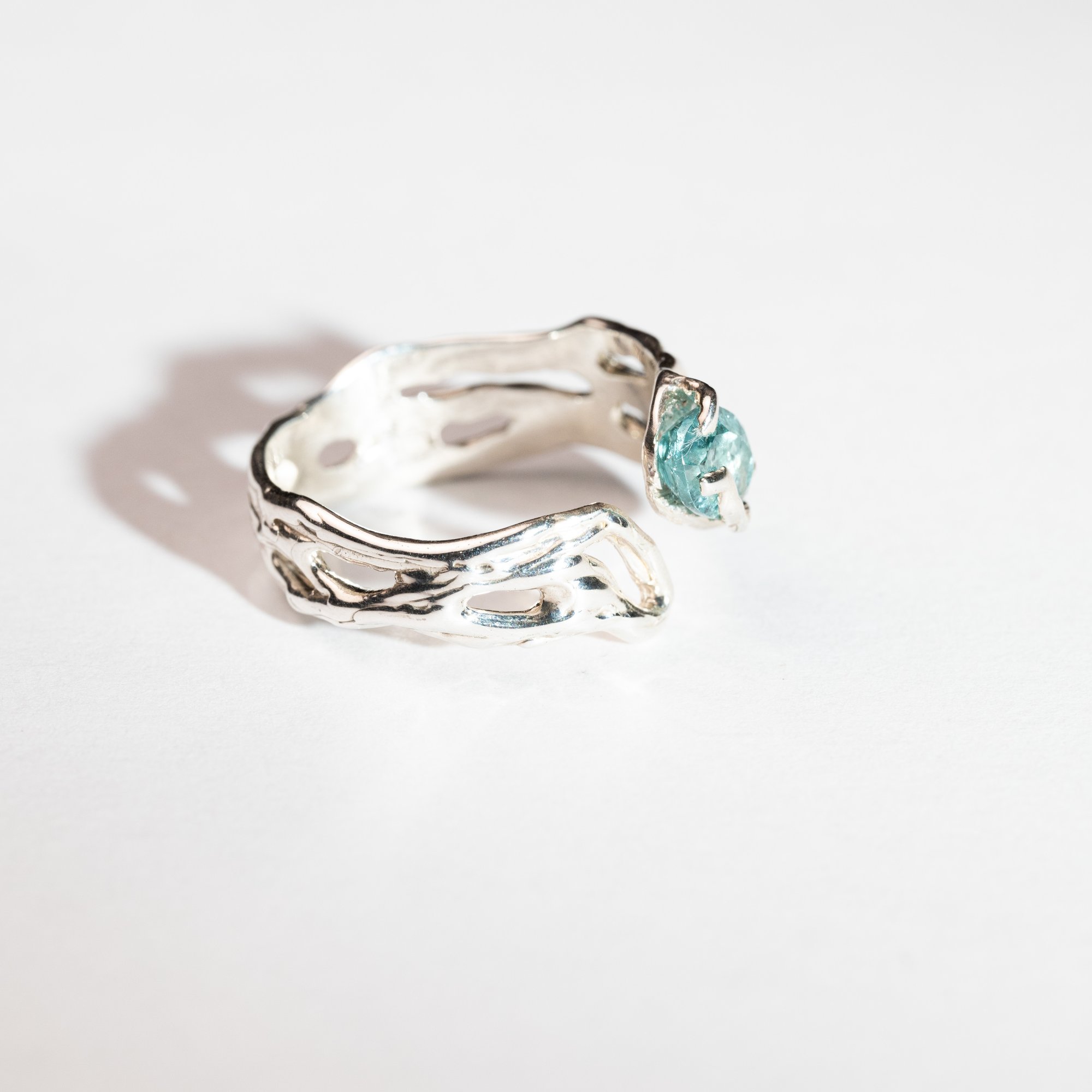 Каблучка з турмаліном кольором параїба - зображення 3