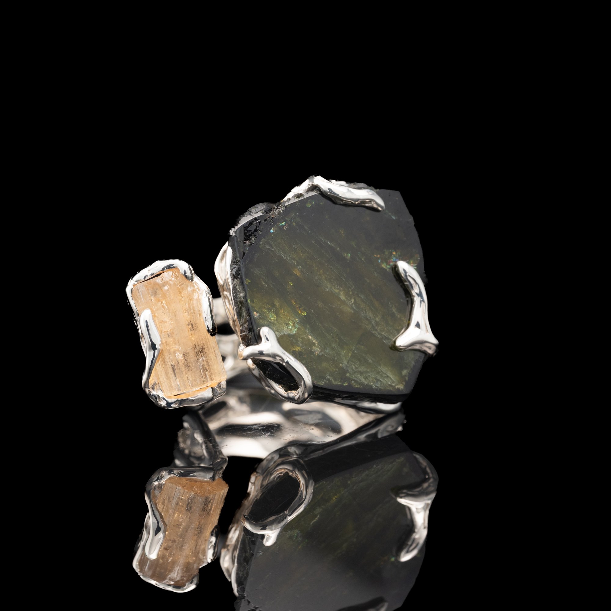 Каблучка з турмаліном та топазом імперіалом - зображення 4