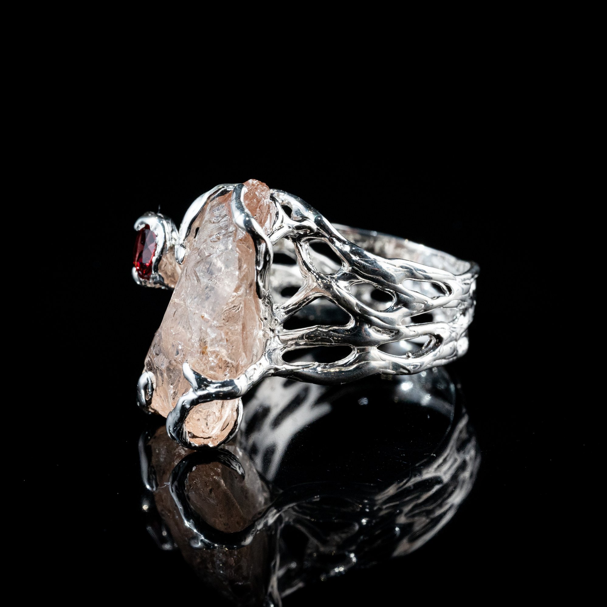 Каблучка з винним топазом та гранатом - зображення 2