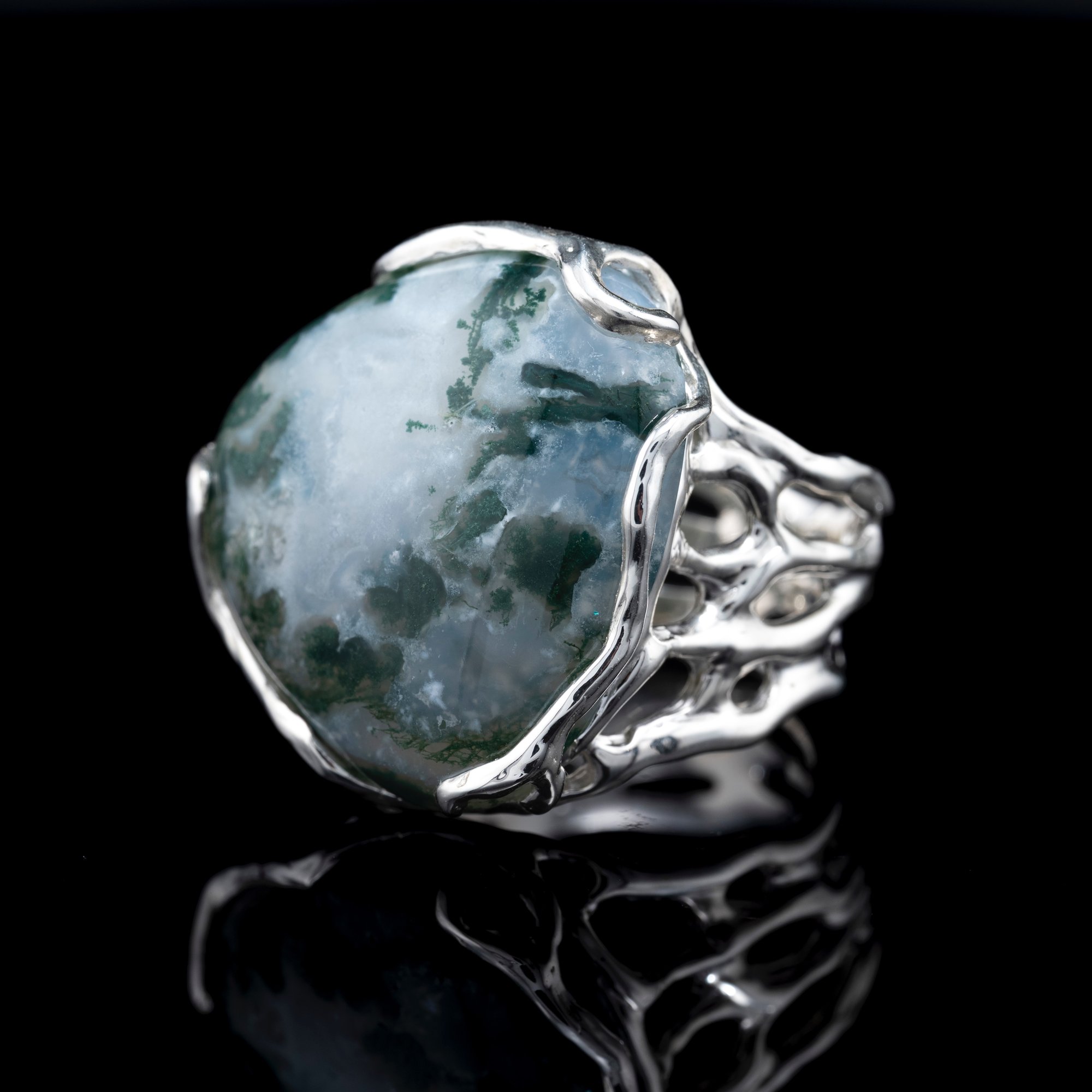 Каблучка з моховим агатом - зображення 2