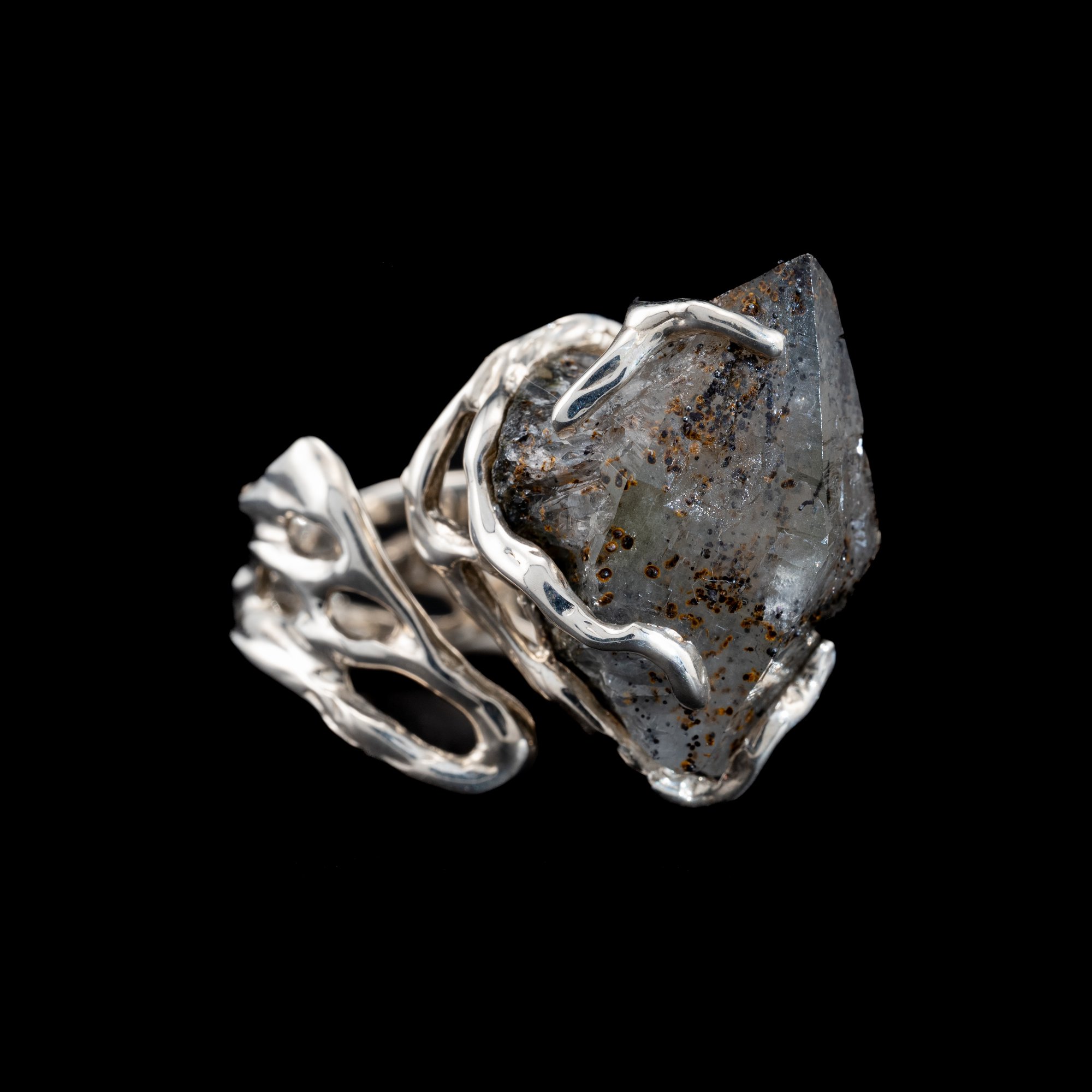 Каблучка з кварцом празем - зображення 3