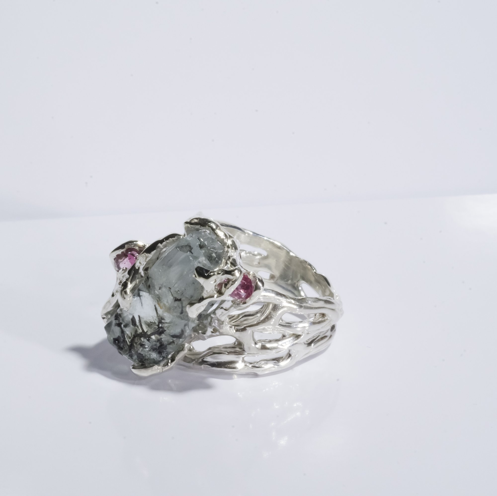 Каблучка з аквамарином та турмаліном - зображення 3